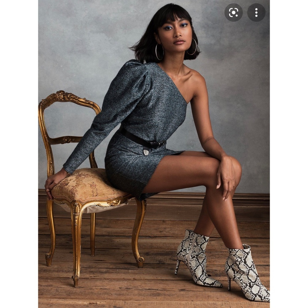 Happy X Nature one shoulder mini shimmer glittery Dress